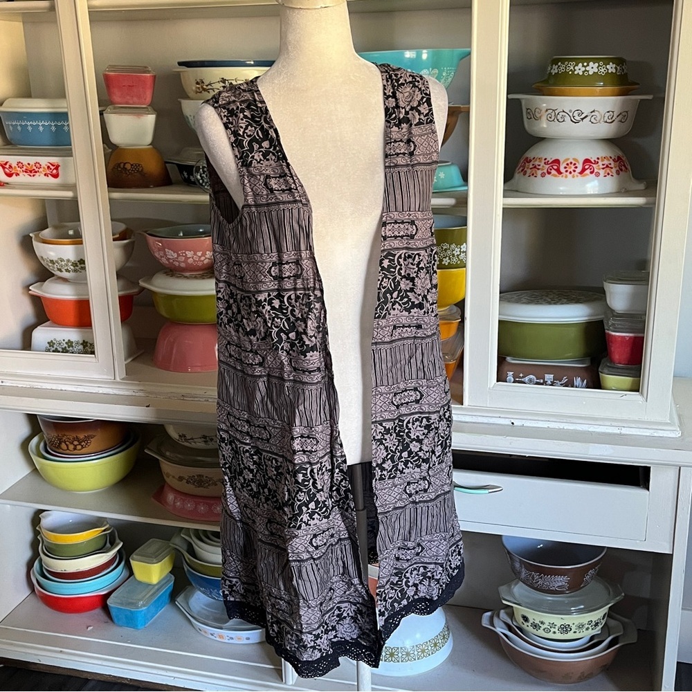 California Moonrise Boho Floral Vest  - Size Small